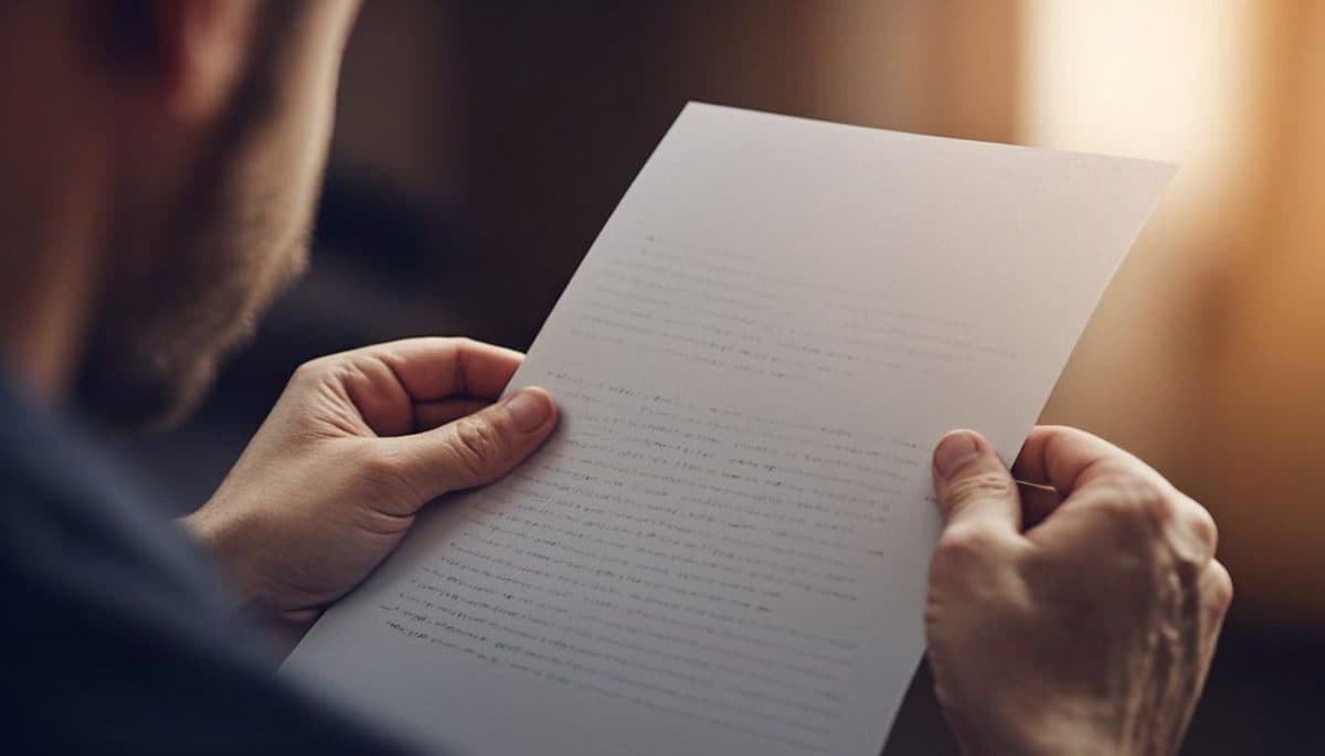 Hands holding a handwritten letter from a sponsor
